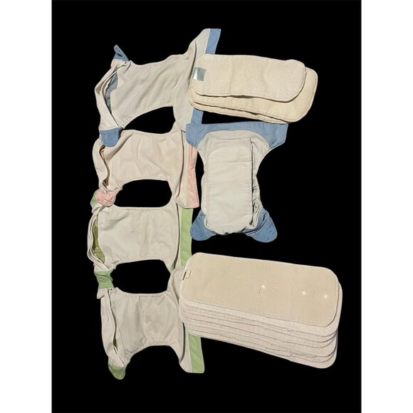 Lot Of 5 bumGenius One-Size Pocket Diapers With 11 Inserts 1 All in One - Picture 2 of 4